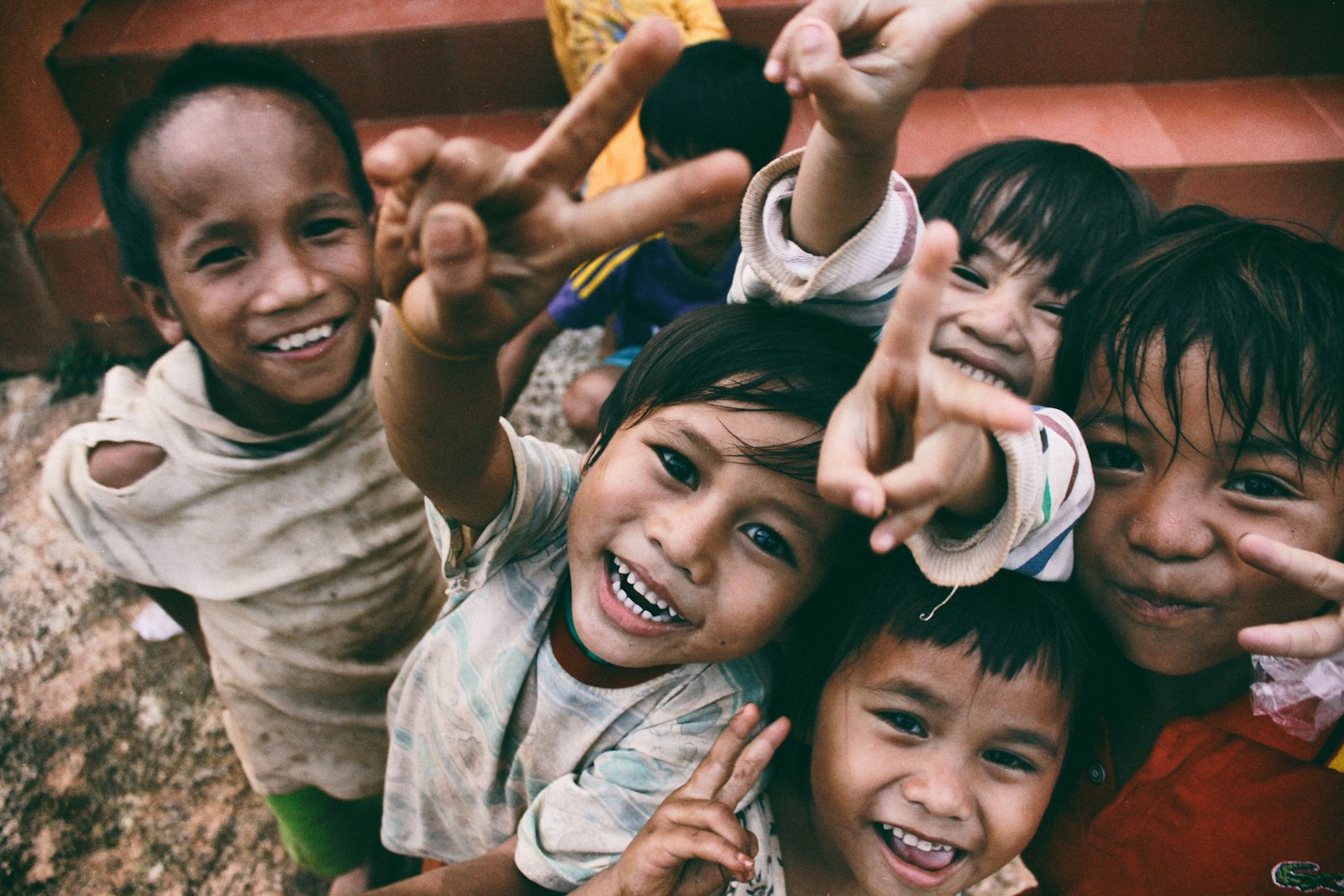 Children in a community served by development programmes